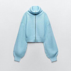 Zara balloon sleeve knit cardigan